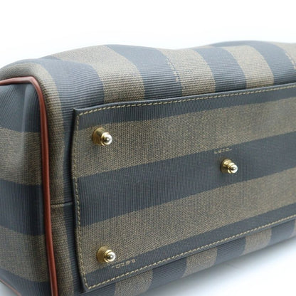 Fendi Pecan Mini Boston Bag Handbag PVC Beige and Black