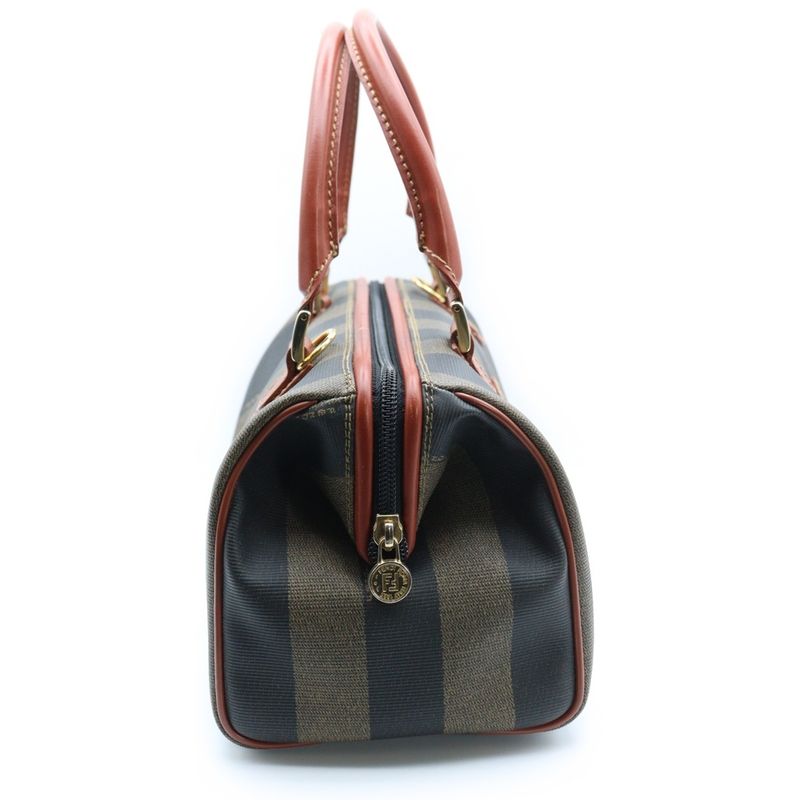 Fendi Pecan Mini Boston Bag Handbag PVC Beige and Black