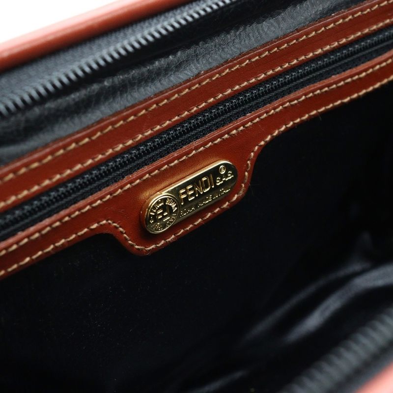 Fendi Pecan Mini Boston Bag Handbag PVC Beige and Black