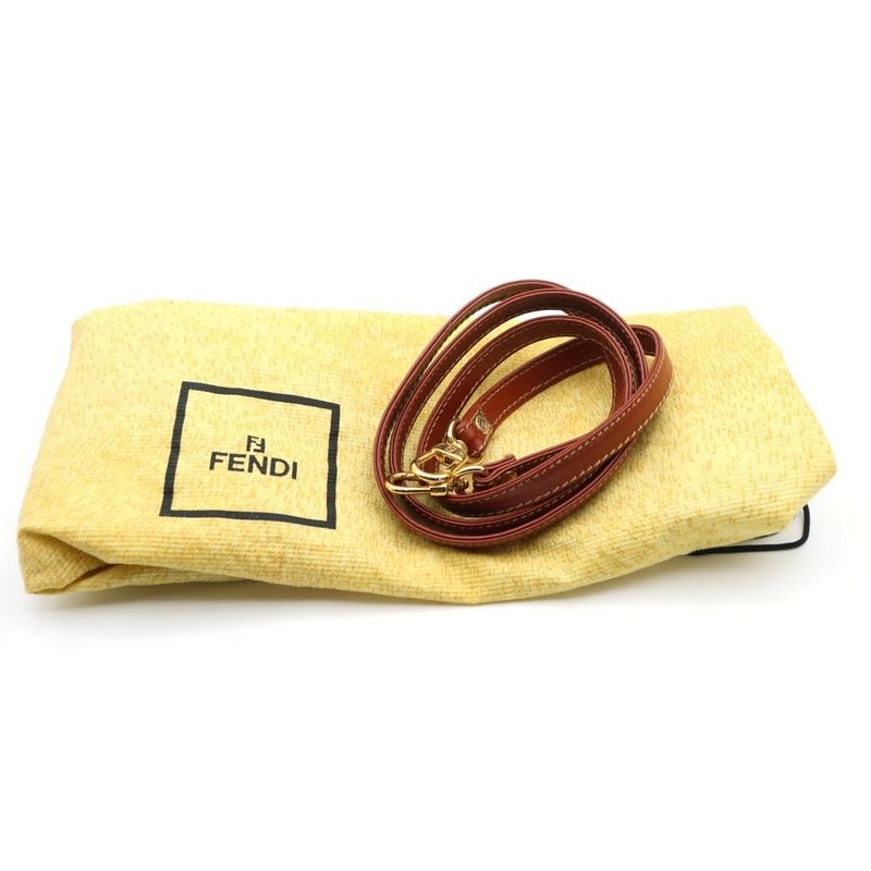 Fendi Pecan Mini Boston Bag Handbag PVC Beige and Black