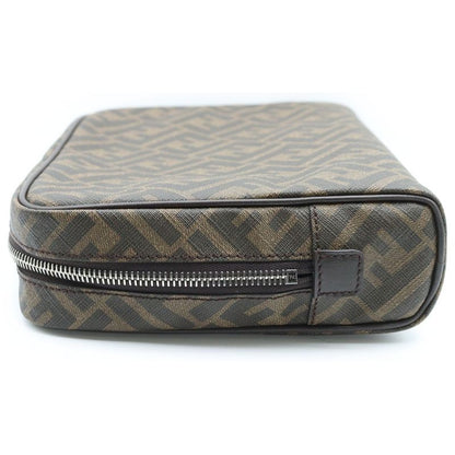 Fendi Zucca Second Pouch Clutch Bag Brown Canvas 7n0116