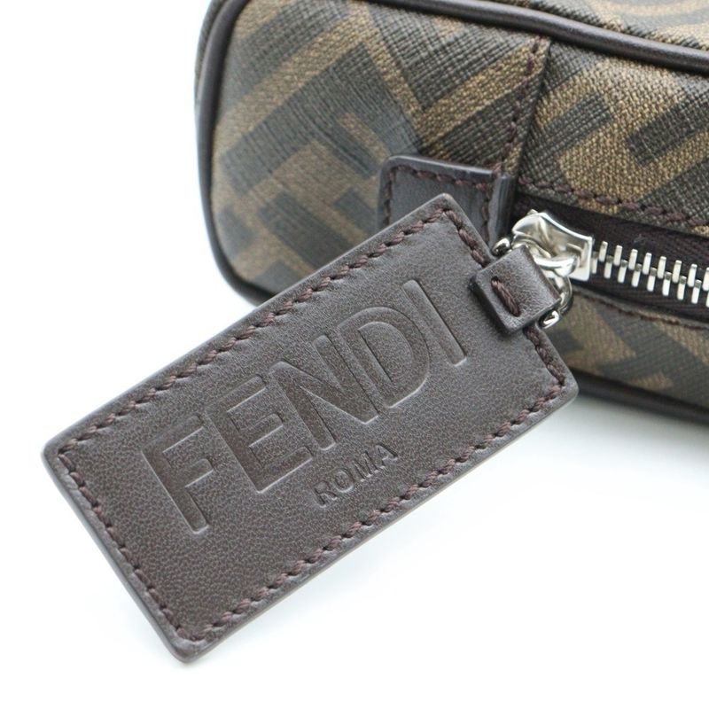 Fendi Zucca Second Pouch Clutch Bag Brown Canvas 7n0116