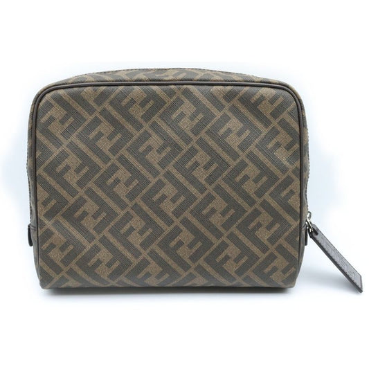 Fendi Zucca Second Pouch Clutch Bag Brown Canvas 7n0116