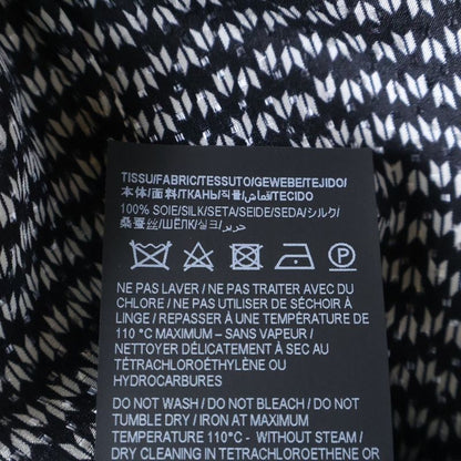 Saint Laurent Paris All-Over Print Silk Long-Sleeved Shirt Blouse with Tie