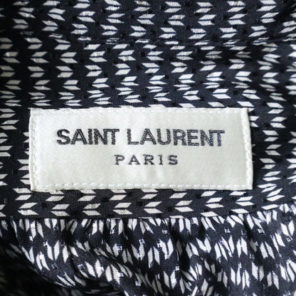 Saint Laurent Paris All-Over Print Silk Long-Sleeved Shirt Blouse with Tie
