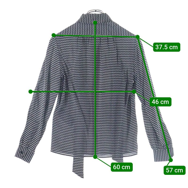 Saint Laurent Paris All-Over Print Silk Long-Sleeved Shirt Blouse with Tie