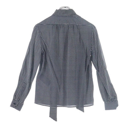 Saint Laurent Paris All-Over Print Silk Long-Sleeved Shirt Blouse with Tie