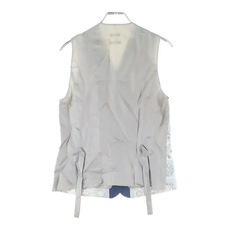 Hermes Margiela Period Snowflake Tailored Collar Silk Scarf Vest Gilet Grey