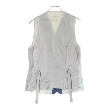 Hermes Margiela Period Snowflake Tailored Collar Silk Scarf Vest Gilet Grey