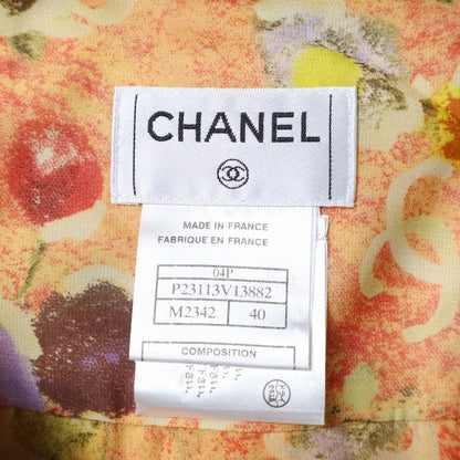 Chanel 04p Spring Collection Coco Mark All Over Flower Print Silk Pleated Mini