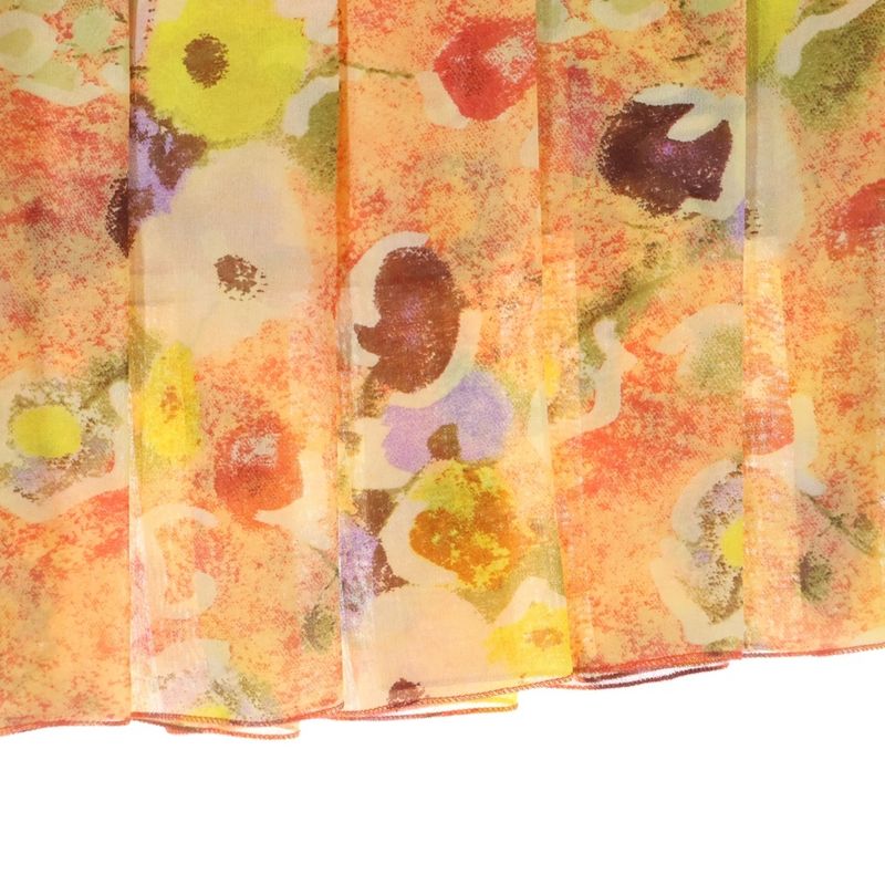 Chanel 04p Spring Collection Coco Mark All Over Flower Print Silk Pleated Mini