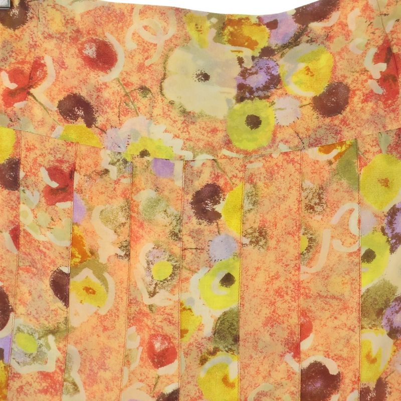 Chanel 04p Spring Collection Coco Mark All Over Flower Print Silk Pleated Mini