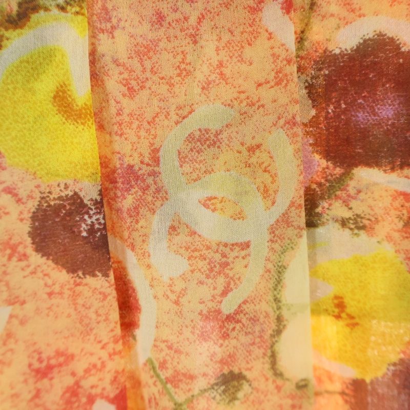Chanel 04p Spring Collection Coco Mark All Over Flower Print Silk Pleated Mini