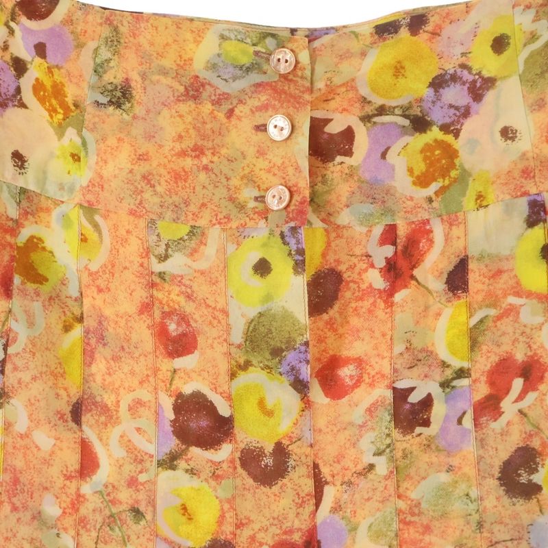 Chanel 04p Spring Collection Coco Mark All Over Flower Print Silk Pleated Mini