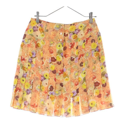 Chanel 04p Spring Collection Coco Mark All Over Flower Print Silk Pleated Mini