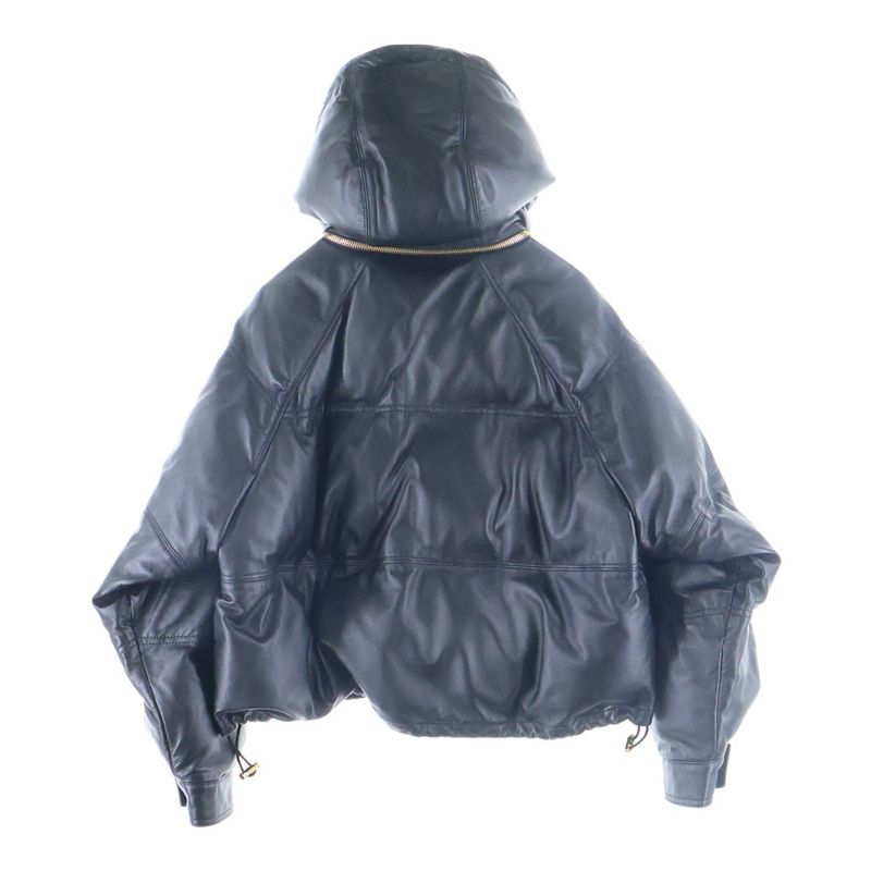 Celine 21aw Puffer Jacket Lambskin Cropped Quilted Puffer Jacket Hoodie Black