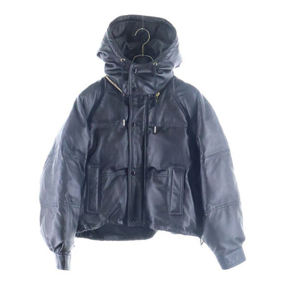 Celine 21aw Puffer Jacket Lambskin Cropped Quilted Puffer Jacket Hoodie Black