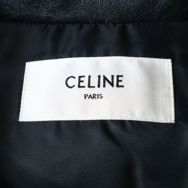 Celine 21aw Puffer Jacket Lambskin Cropped Quilted Puffer Jacket Hoodie Black