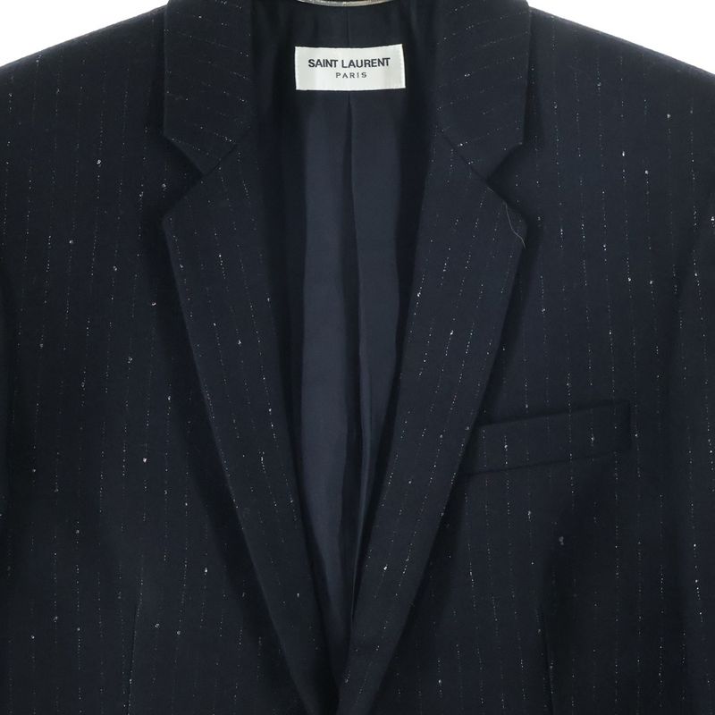 Saint Laurent Paris Lame Stripe 1b Tailored Jacket Black 577745 Y030v