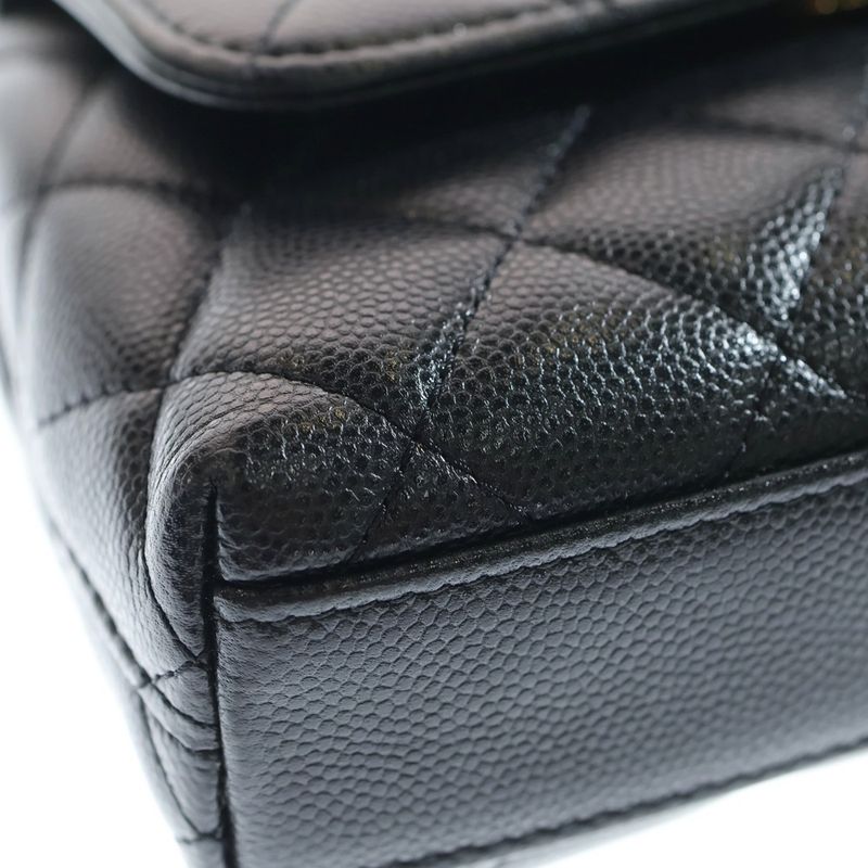 Chanel Extra Mini Coco Handle Caviar Skin Leather Chain Shoulder Bag Handbag