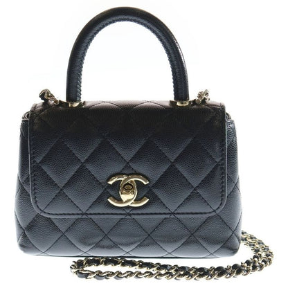 Chanel Extra Mini Coco Handle Caviar Skin Leather Chain Shoulder Bag Handbag