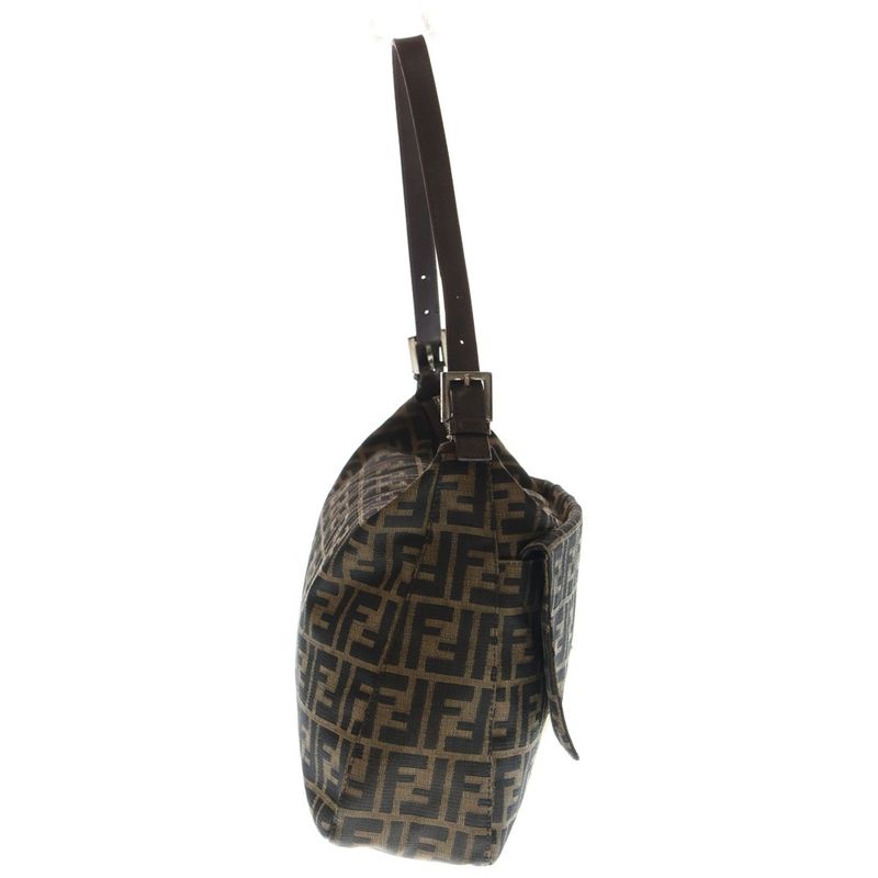 Fendi Zucca Mamma Bucket One Shoulder Bag Handbag Brown Canvas and Leather
