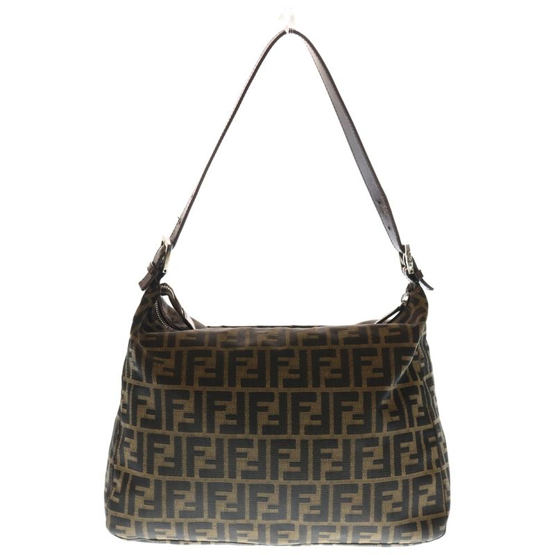 Fendi Zucca Mamma Bucket One Shoulder Bag Handbag Brown Canvas and Leather