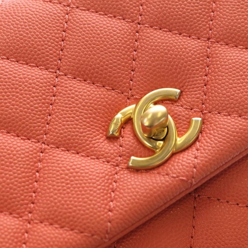 Chanel Coco Handle XS Top Handle Coco Mark Turnlock Caviar Skin Leather 2way