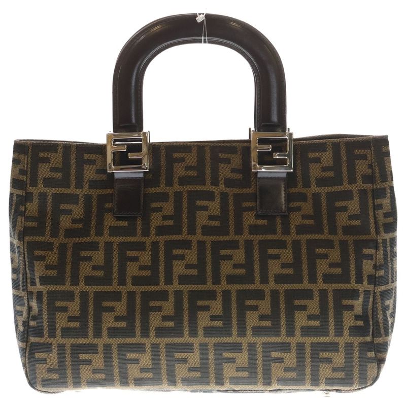 Fendi Zucca Handbag Brown Canvas and Leather Vintage
