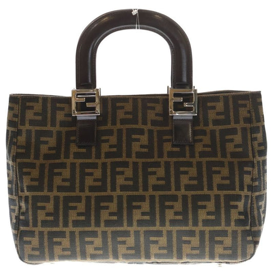 Fendi Zucca Handbag Brown Canvas and Leather Vintage