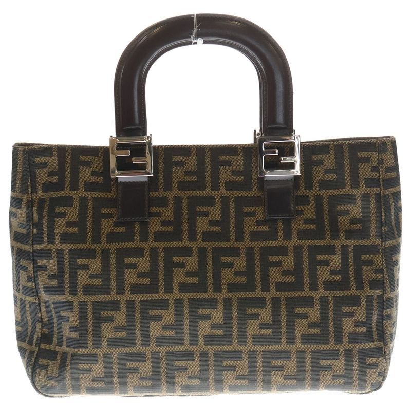 Fendi Zucca Handbag Brown Canvas and Leather Vintage