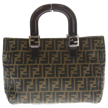 Fendi Zucca Handbag Brown Canvas and Leather Vintage