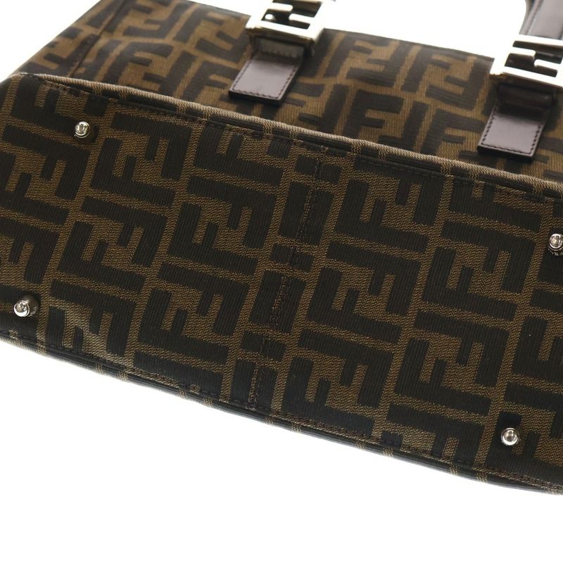 Fendi Zucca Handbag Brown Canvas and Leather Vintage