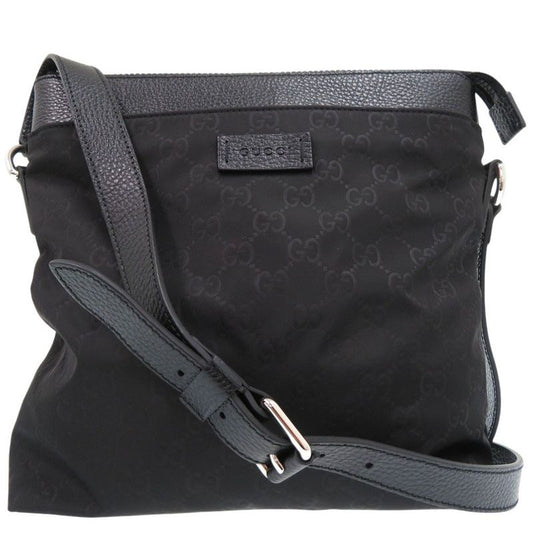 Gucci GG Pattern Gucci Guccissima 510342 Shoulder Bag Leather Gucci Guccissima Nylon Black