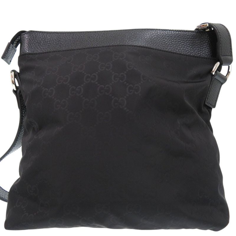 Gucci GG Pattern Gucci Guccissima 510342 Shoulder Bag Leather Gucci Guccissima Nylon Black