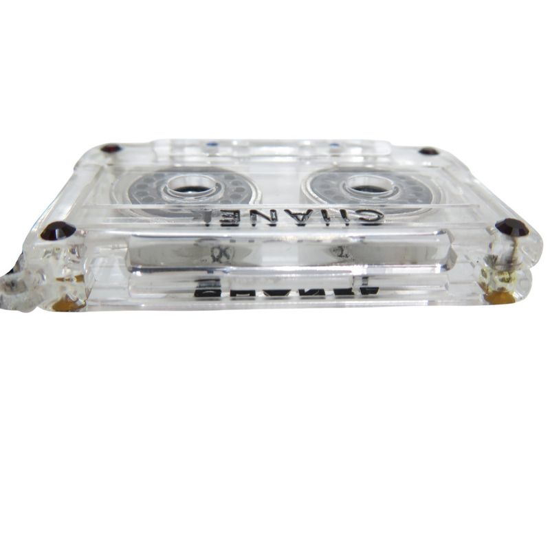 Chanel Cassette Tape Rhinestone Necklace Plastic Clear 1434 Chanel
