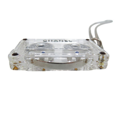 Chanel Cassette Tape Rhinestone Necklace Plastic Clear 1434 Chanel