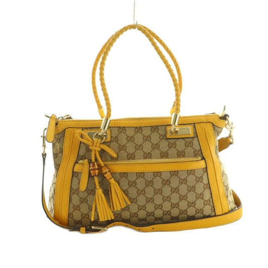 Gucci Bella Bamboo 2way Bag Handbag Shoulder Bag GG Canvas GG Pattern Yellow