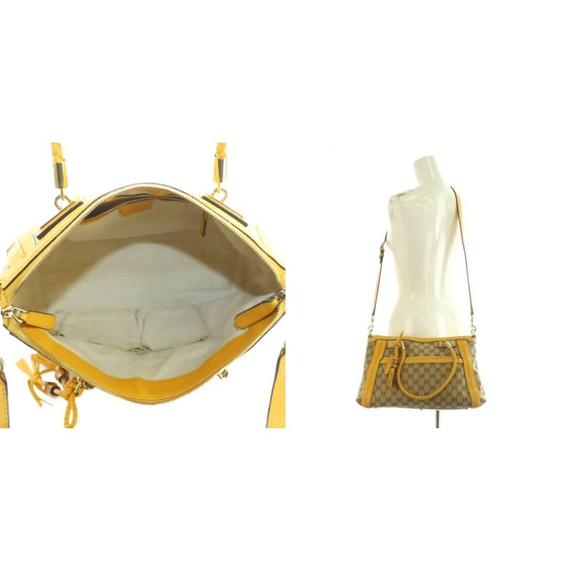 Gucci Bella Bamboo 2way Bag Handbag Shoulder Bag GG Canvas GG Pattern Yellow