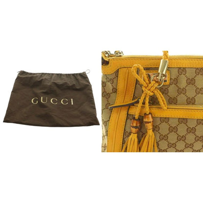 Gucci Bella Bamboo 2way Bag Handbag Shoulder Bag GG Canvas GG Pattern Yellow