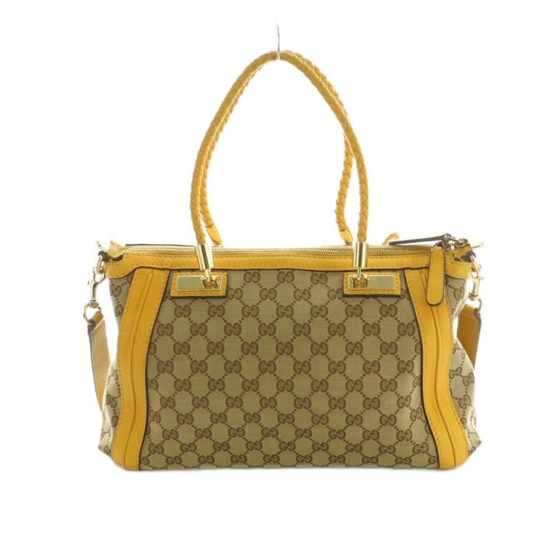 Gucci Bella Bamboo 2way Bag Handbag Shoulder Bag GG Canvas GG Pattern Yellow