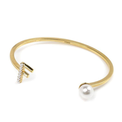 Fendi Crystal Faux Pearl Crystal Pearl Bangle 8ah783 M Ladies Pre-Owned