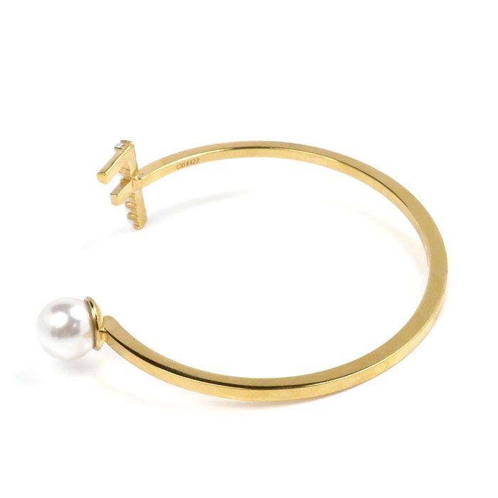 Fendi Crystal Faux Pearl Crystal Pearl Bangle 8ah783 M Ladies Pre-Owned