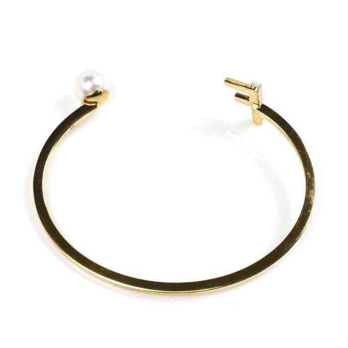 Fendi Crystal Faux Pearl Crystal Pearl Bangle 8ah783 M Ladies Pre-Owned