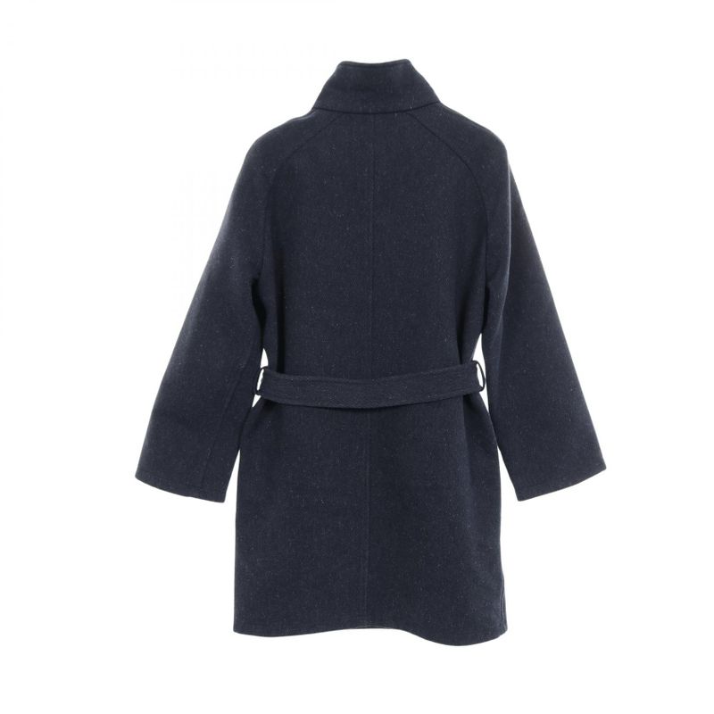 Hermes Serie Button Wool Coat Women Used a