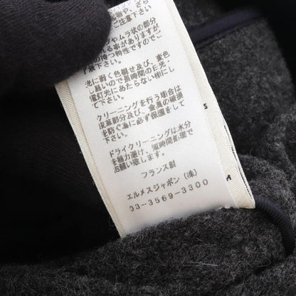 Hermes Serie Button Wool Coat Women Used a