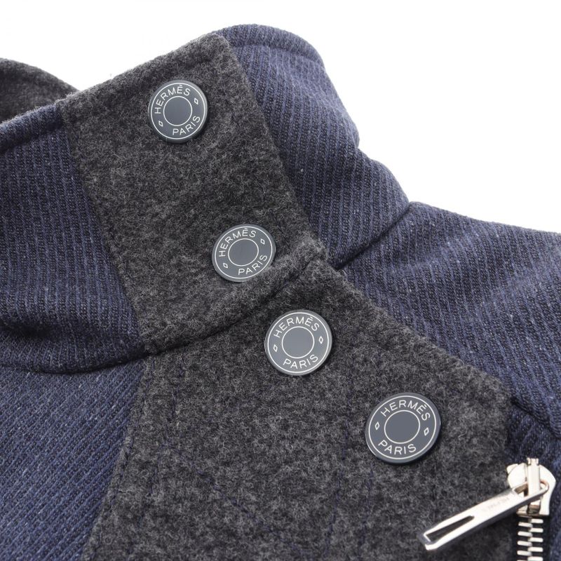 Hermes Serie Button Wool Coat Women Used a