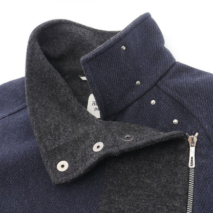 Hermes Serie Button Wool Coat Women Used a