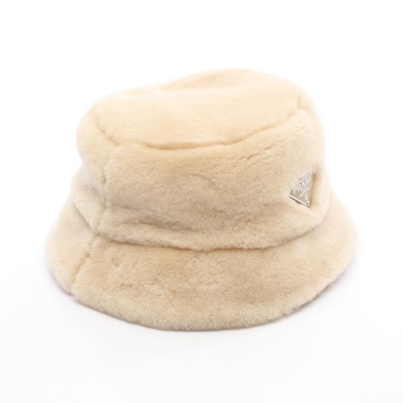 Prada Hat Triangle Logo 1hc137 Beige Other Hat Women Used a