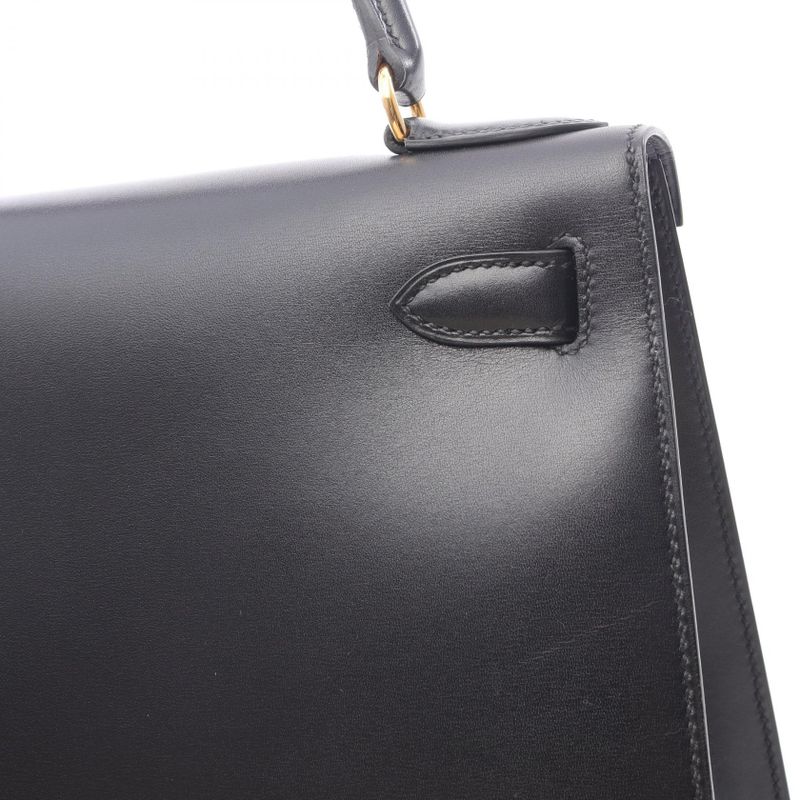Hermes Handbag Kelly 28 Black Calf Leather Kelly 28 Black Women Used a